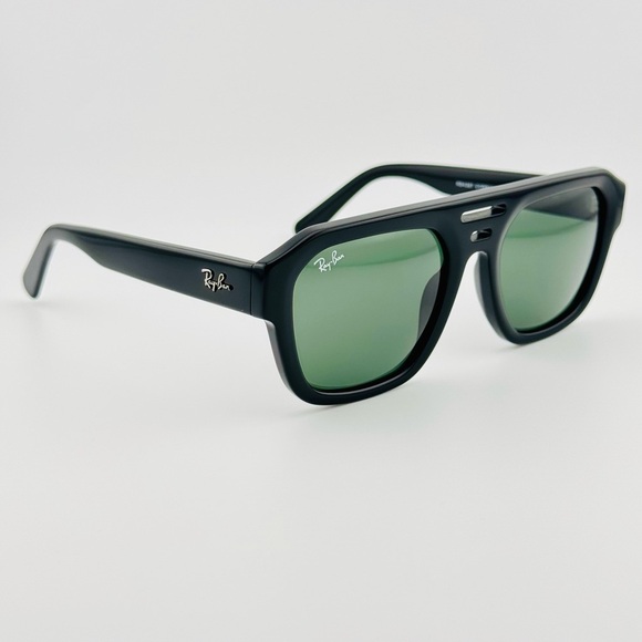 Ray-Ban Sunglasses RB4397 Corrigan Bio-based Polished Black Frame Green Lenses - Picture 3 of 13